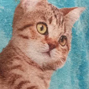 Bear Dance cat beach island print racerback blue tank sz M see desc